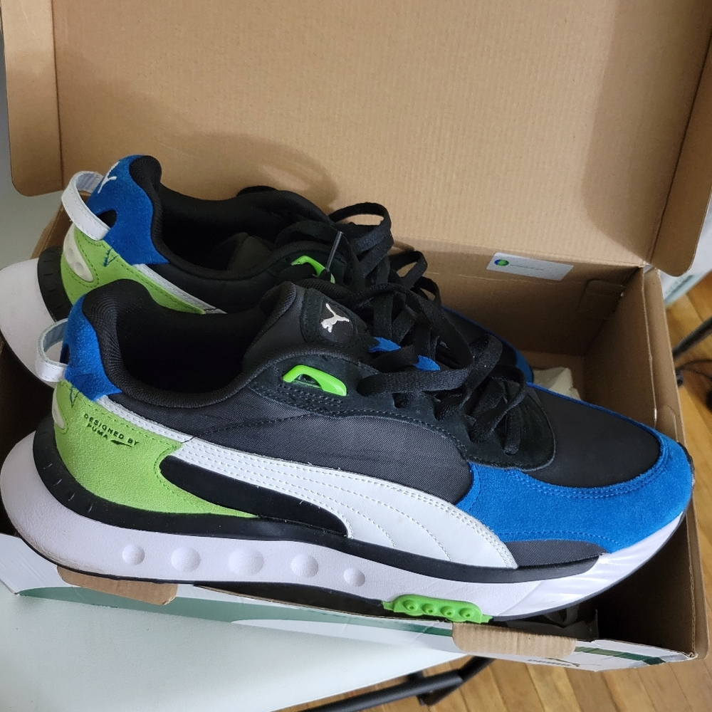 Puma. Sz 13 Men's..Black/Blue/Lime
